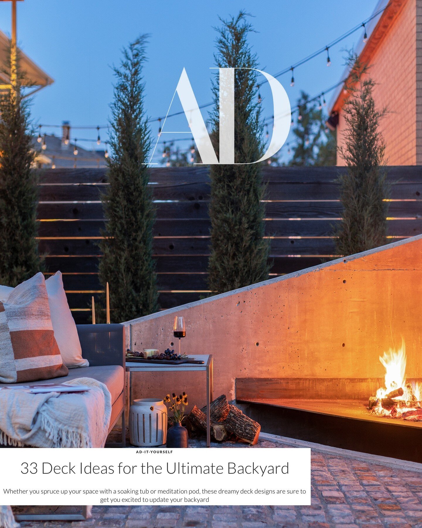 @laudstudio's sleek deck design was recently featured over on @archdigest. Crafted by @greenshadetrees, it showcases a striking geometric fire plinth made of concrete and steel. LAUD thoughtfully merges natural elements, resulting in an inviting spac