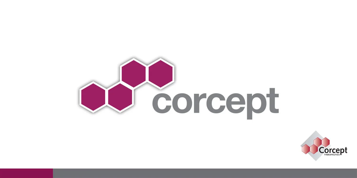 Corcept had a bad logo... sorry guys. I made it better. The Hexagons represent the chemical structure of their main drug molecule. So I let that stay : )