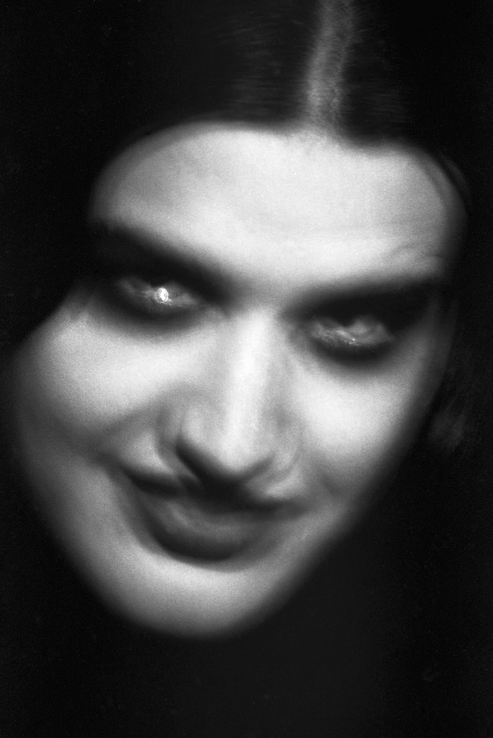 This is Cheryl; I don’t think I ever knew her last name. She was girlfriend of the drummer for a friend’s band. She was over six feet tall. We shot this in the tiny studio/darkroom I shared with some folks on Avenue B. Going for that old-timey, Dali