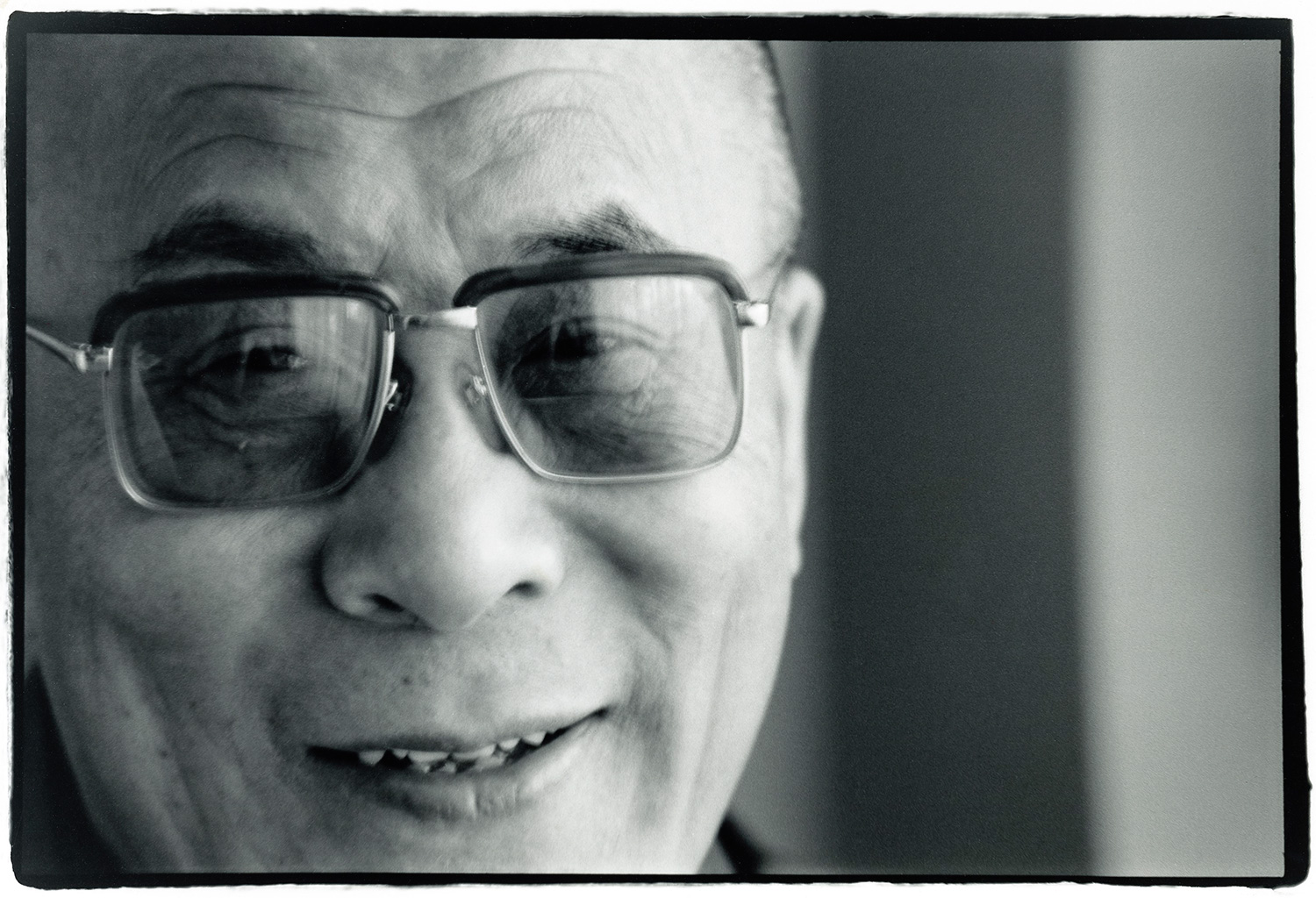  Tenzin Gyatso, 14th Dalai Lama.  Mark Jacobson , fresh from Dharamsala, was doing a followup interview for a profile of, as he called him, ‘The D.L.’ I blagged my way into accompanying him as photographer.&nbsp; This was shot in the DL’s hotel suite