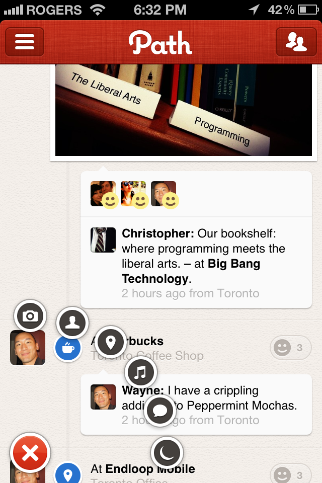 I alternate between gawking at the Path UI and facepalming myself for not being a better designer.