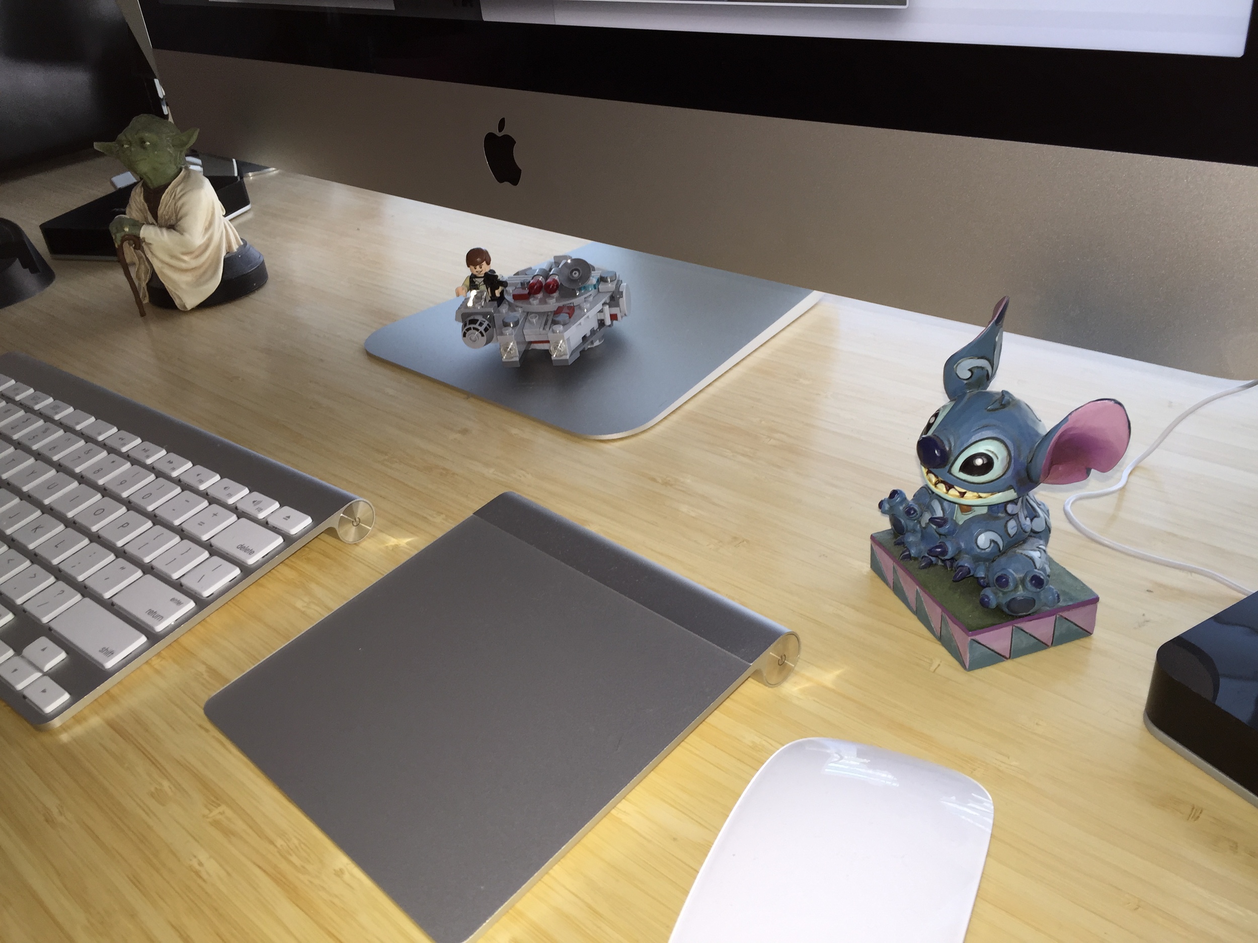 Yoda, The Millenium Falcon, and Stitch are with me at all times.