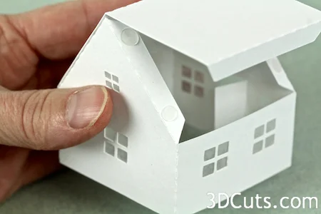 Tea Light Village, 3DCuts.com, Marji Roy, 3D cutting files in .svg, .dxf, and .pdf formats for use with Silhouette and Cricut cutting machines, paper crafting files