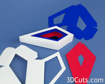 3d Paper Stars by 3dCuts.com, Marji Roy, 3D cutting files in .svg, .dxf, and .pdf formats for use with Silhouette and Cricut cutting machines, paper crafting files