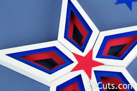 3d Paper Stars by 3dCuts.com, Marji Roy, 3D cutting files in .svg, .dxf, and .pdf formats for use with Silhouette and Cricut cutting machines, paper crafting files