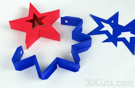 3d Paper Stars by 3dCuts.com, Marji Roy, 3D cutting files in .svg, .dxf, and .pdf formats for use with Silhouette and Cricut cutting machines, paper crafting files