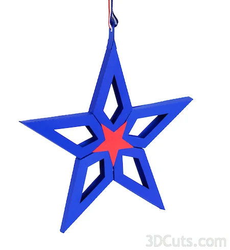 3d Paper Stars by 3dCuts.com, Marji Roy, 3D cutting files in .svg, .dxf, and .pdf formats for use with Silhouette and Cricut cutting machines, paper crafting files