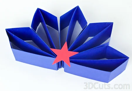 3d Paper Stars by 3dCuts.com, Marji Roy, 3D cutting files in .svg, .dxf, and .pdf formats for use with Silhouette and Cricut cutting machines, paper crafting files