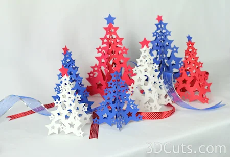 3d Paper Stars by 3dCuts.com, Marji Roy, 3D cutting files in .svg, .dxf, and .pdf formats for use with Silhouette and Cricut cutting machines, paper crafting files