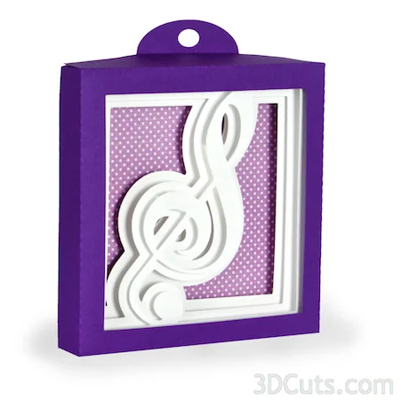 treble clef shape shadow box by Marji Roy of 3dcuts.com