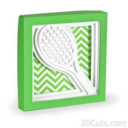 Tennis Racquet shadow box by Marji Roy of 3dcuts.com