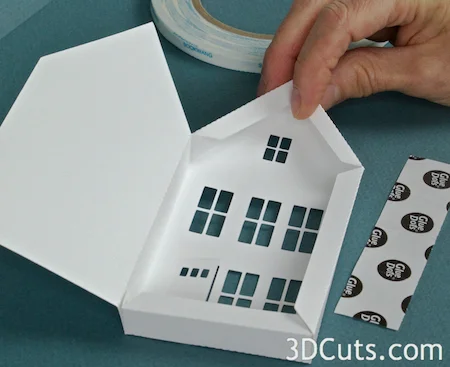 3DCuts.com, Marji Roy, 3D cutting files in .svg, .dxf, and pdf. formats for use with Silhouette and Cricut cutting machines, paper crafting files, Ledge Village Two Story House