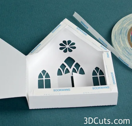 3DCuts.com, Marji Roy, 3D cutting files in .svg, .dxf, and pdf. formats for use with Silhouette and Cricut cutting machines, paper crafting files, Ledge Village Chapel