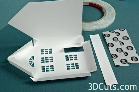 3DCuts.com, Marji Roy, 3D cutting files in .svg, .dxf, and pdf. formats for use with Silhouette and Cricut cutting machines, paper crafting files, Ledge Village Two Story House