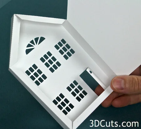 3DCuts.com, Marji Roy, 3D cutting files in .svg, .dxf, and pdf. formats for use with Silhouette and Cricut cutting machines, paper crafting files, Ledge Village Two Story House
