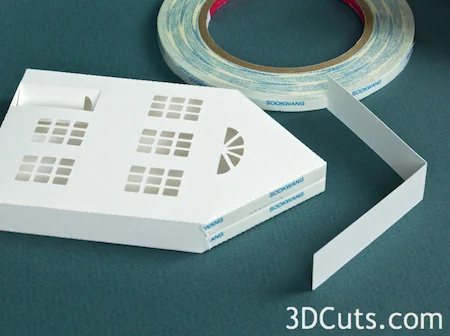 3DCuts.com, Marji Roy, 3D cutting files in .svg, .dxf, and pdf. formats for use with Silhouette and Cricut cutting machines, paper crafting files, Ledge Village Two Story House