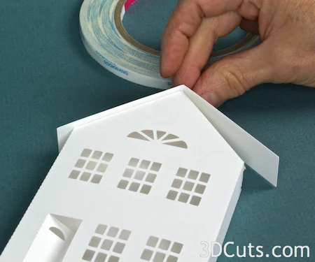 3DCuts.com, Marji Roy, 3D cutting files in .svg, .dxf, and pdf. formats for use with Silhouette and Cricut cutting machines, paper crafting files, Ledge Village Two Story House