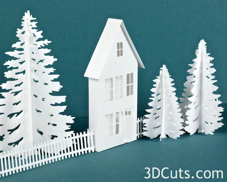 3DCuts.com, Marji Roy, 3D cutting files in .svg, .dxf, and pdf. formats for use with Silhouette and Cricut cutting machines, paper crafting files, Ledge Village Cottage
