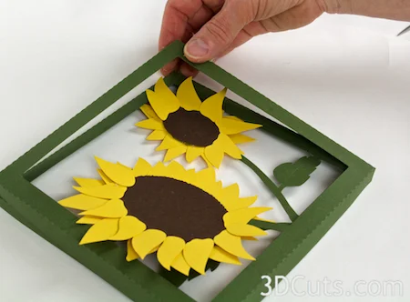 3DCuts.com, Marji Roy, 3D cutting files in .svg, .dxf, and pdf. formats for use with Silhouette and Cricut cutting machines, paper crafting files, Sunflower Shadow boxes