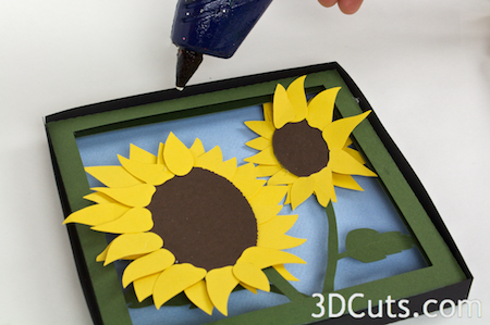 3DCuts.com, Marji Roy, 3D cutting files in .svg, .dxf, and pdf. formats for use with Silhouette and Cricut cutting machines, paper crafting files, Sunflower Shadow boxes