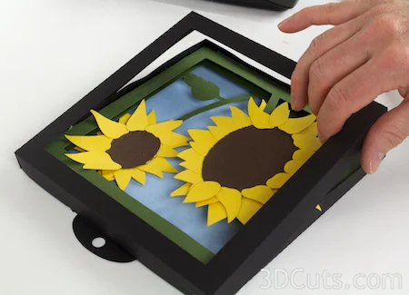 3DCuts.com, Marji Roy, 3D cutting files in .svg, .dxf, and pdf. formats for use with Silhouette and Cricut cutting machines, paper crafting files, Sunflower Shadow boxes