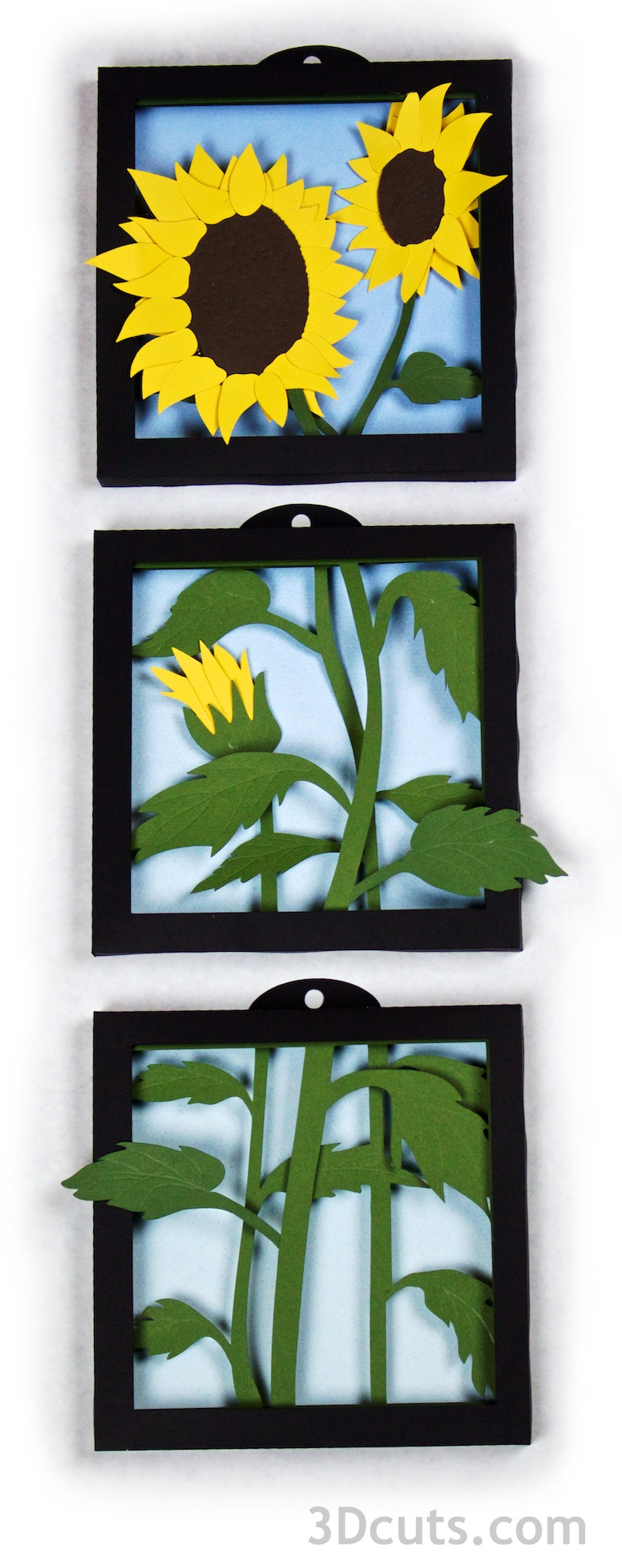 3DCuts.com, Marji Roy, 3D cutting files in .svg, .dxf, and pdf. formats for use with Silhouette and Cricut cutting machines, paper crafting files, Sunflower Shadow boxes