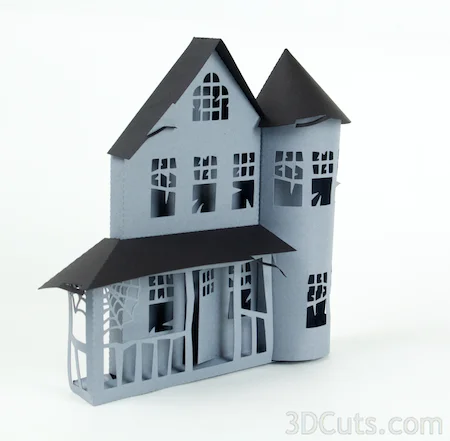 3DCuts.com, Marji Roy, 3D cutting files in .svg, .dxf, and pdf. formats for use with Silhouette and Cricut cutting machines, paper crafting files, Ledge Village Haunted House Series