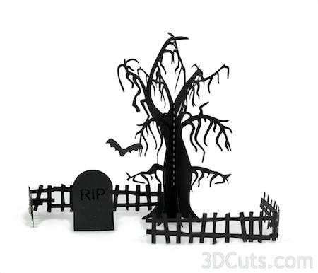 3DCuts.com, Marji Roy, 3D cutting files in .svg, .dxf, and pdf. formats for use with Silhouette and Cricut cutting machines, paper crafting files, Ledge Village Haunted House Series