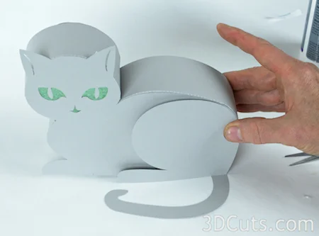 3d Cats by 3dCuts.com, Marji Roy, 3D cutting files in .svg, .dxf, and .pdf formats for use with Silhouette and Cricut cutting machines, paper crafting files, Halloween, Cozy Kitty, Classy Cat