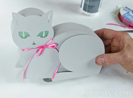 3d Cats by 3dCuts.com, Marji Roy, 3D cutting files in .svg, .dxf, and .pdf formats for use with Silhouette and Cricut cutting machines, paper crafting files, Halloween, Cozy Kitty, Classy Cat