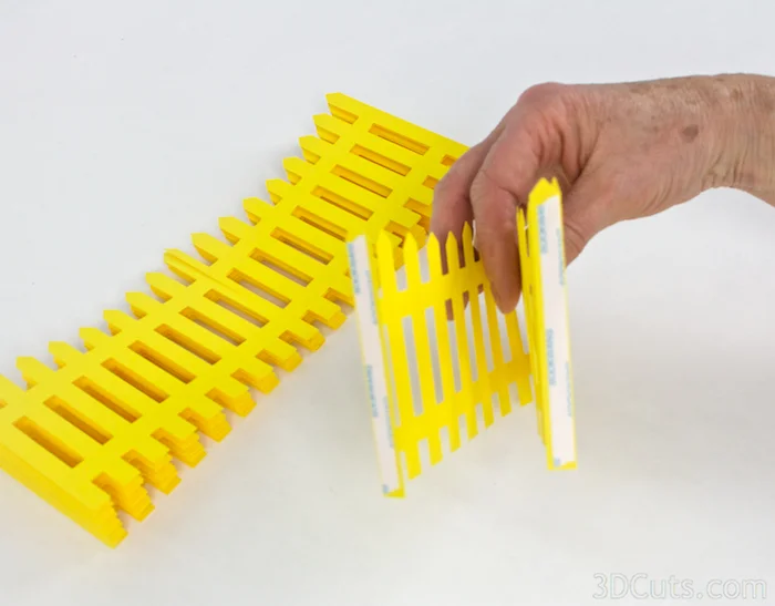 3d Picket Fence Centerpiece cutting files by 3dCuts.com, Marji Roy designs 3D cutting files in .svg, .dxf, and .pdf formats for use with Silhouette and Cricut cutting machines, paper crafting files, complete tutorial included