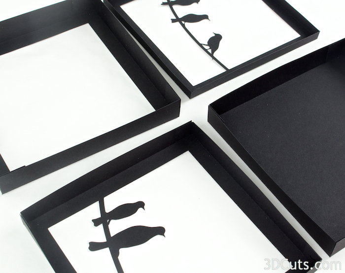 3d Shadow Box tutorial by 3dCuts.com, Marji Roy, 3D cutting files in .svg, .dxf, and .pdf formats for use with Silhouette and Cricut cutting machines, paper crafting files