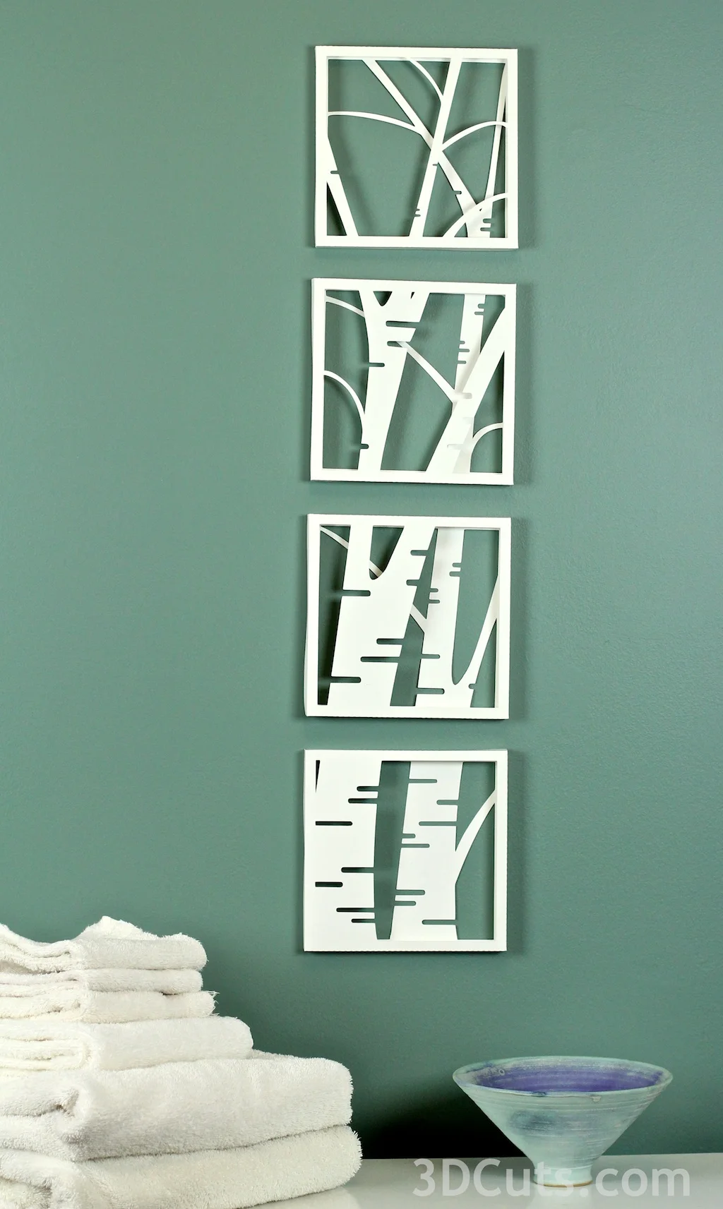 3d Birch Trees Shadow Box tutorial by 3dCuts.com, Marji Roy, 3D cutting files in .svg, .dxf, and .pdf formats for use with Silhouette and Cricut cutting machines, paper crafting files