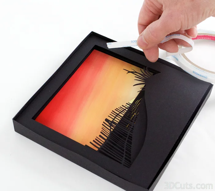 3d Shadow boxes by 3dCuts.com, Moonrise, Sunrise, Marji Roy, 3D cutting files in .svg, .dxf, and .pdf formats for use with Silhouette and Cricut cutting machines