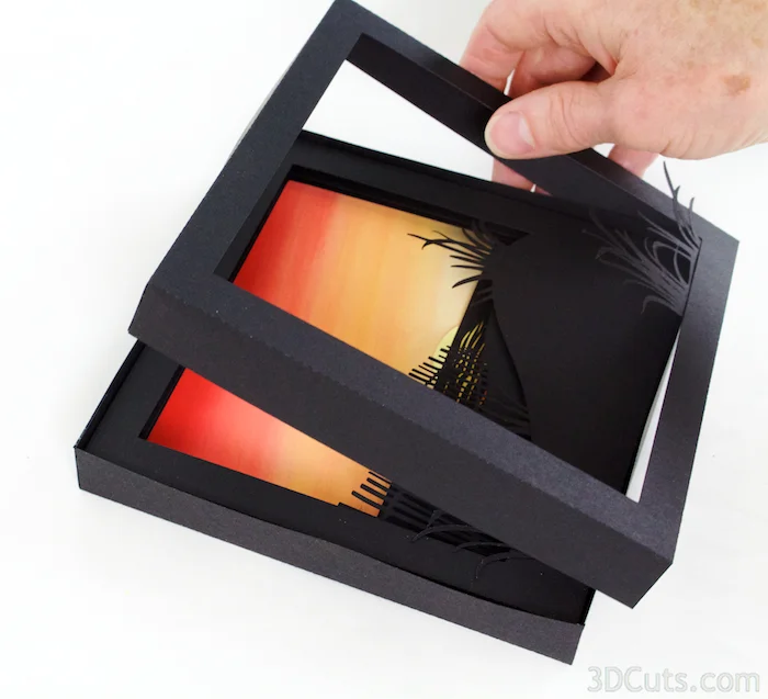 3d Shadow boxes by 3dCuts.com, Moonrise, Sunrise, Marji Roy, 3D cutting files in .svg, .dxf, and .pdf formats for use with Silhouette and Cricut cutting machines
