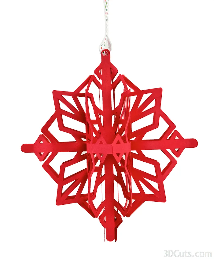 3d SnowStars Christmas Ornaments by 3dCuts.com, Marji Roy designs 3D cutting files in .svg, .dxf, and .pdf formats for use with Silhouette and Cricut cutting machines, paper crafting files