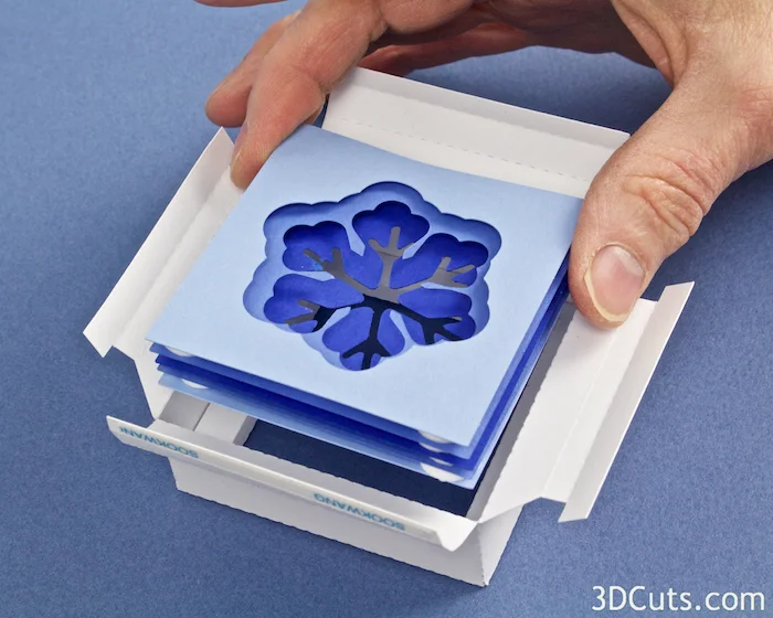 3d Shadow Box Christmas Ornaments by 3dCuts.com, Marji Roy, 3D cutting files in .svg, .dxf, and .pdf formats for use with Silhouette and Cricut cutting machines, paper crafting files