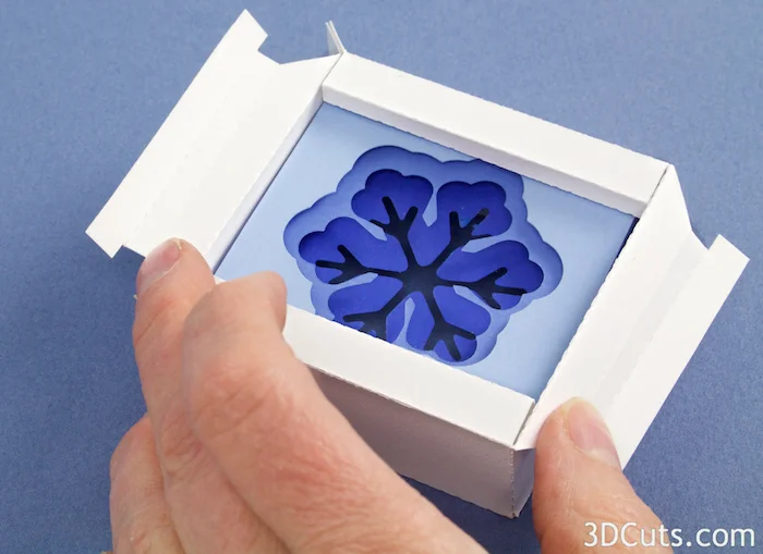 3d Shadow Box Christmas Ornaments by 3dCuts.com, Marji Roy, 3D cutting files in .svg, .dxf, and .pdf formats for use with Silhouette and Cricut cutting machines, paper crafting files