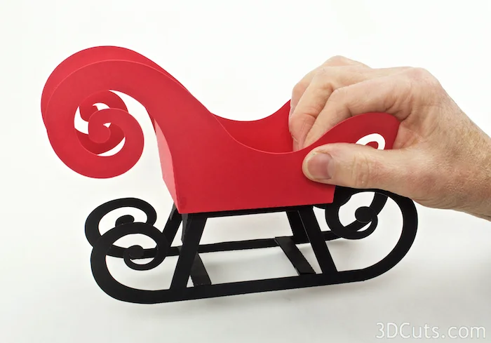 Santa's Sleigh by 3dCuts.com , Marji Roy, 3D cutting files in .svg, .dxf, and .pdf formats for use with Silhouette and Cricut cutting machines