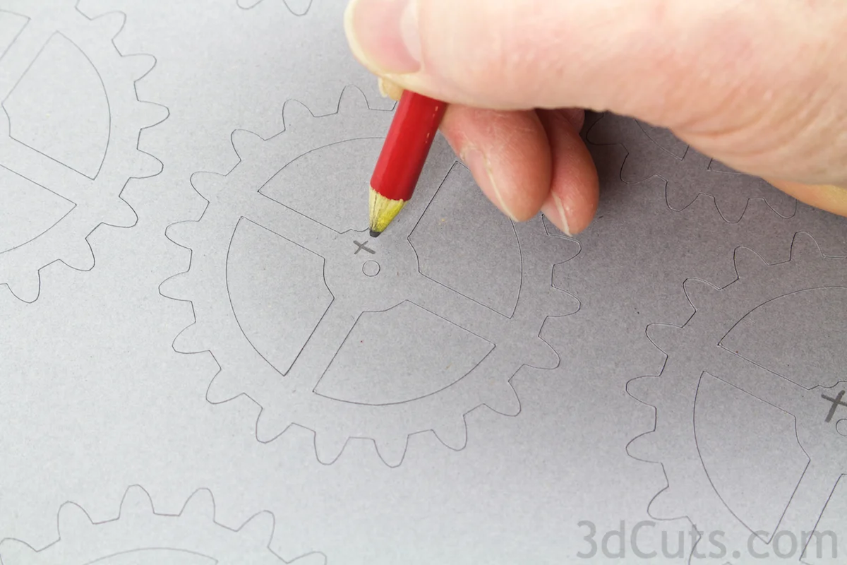 Working Gear Greeting Card designed by Marji Roy of 3dCuts.com . For use with Cricut and Silhouette cutting machines. Tutorial.