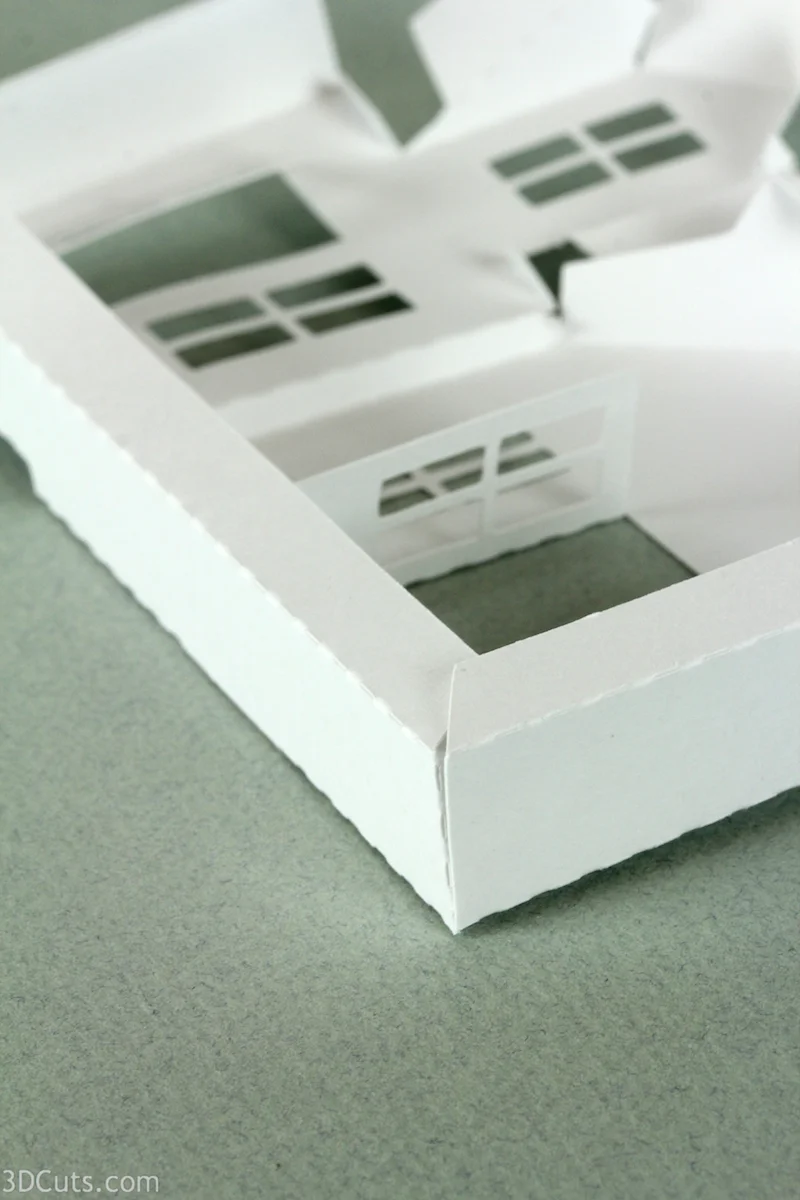 Ledge Village by 3DCuts.com, Marji Roy, 3D cutting files in .svg, .dxf, and pdf. formats for use with Silhouette and Cricut cutting machines, paper crafting files, Ledge Village Dormer House 