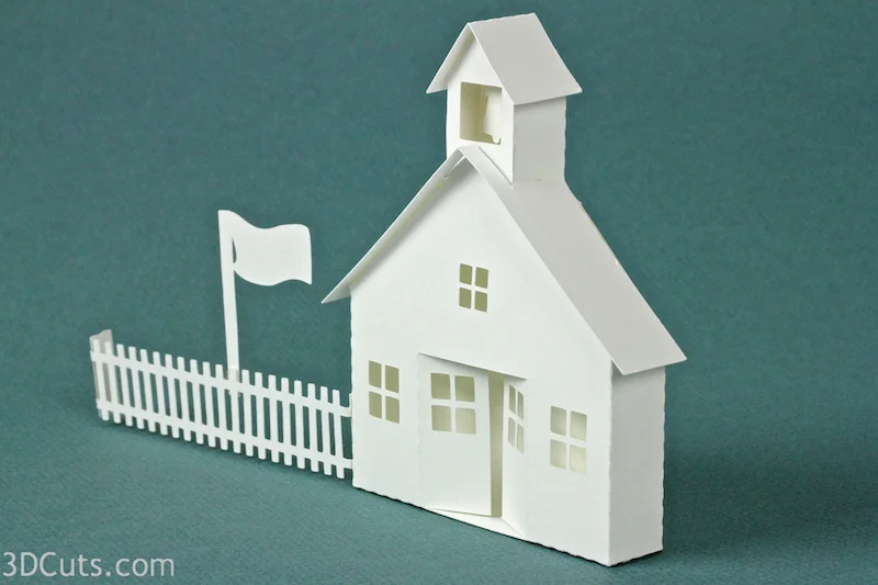 Ledge Village by 3DCuts.com, Marji Roy, 3D cutting files in .svg, .dxf, and pdf. formats for use with Silhouette and Cricut cutting machines, paper crafting files, Ledge Village School