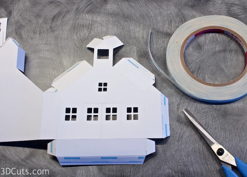 Ledge Village by 3DCuts.com, Marji Roy, 3D cutting files in .svg, .dxf, and pdf. formats for use with Silhouette and Cricut cutting machines, paper crafting files, Ledge Village School