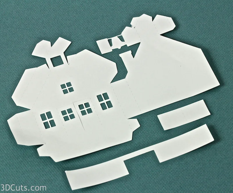 Ledge Village by 3DCuts.com, Marji Roy, 3D cutting files in .svg, .dxf, and pdf. formats for use with Silhouette and Cricut cutting machines, paper crafting files, Ledge Village School