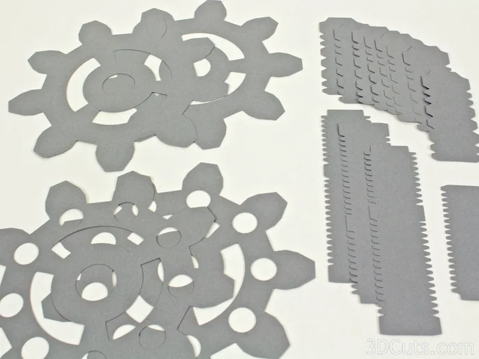 SVG cutting files for Silhouette and Cricut Cutting machines. 3D Steampunk DIY gears by Marji Roy of 3dcuts.com