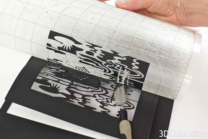 Loon Lake Shadow box Tutorial by Marji Roy of 3dcuts.com. Cutting files in svg, pdf, and dxf formats for paper cutting using Silhouette and Cricut cutting machines
