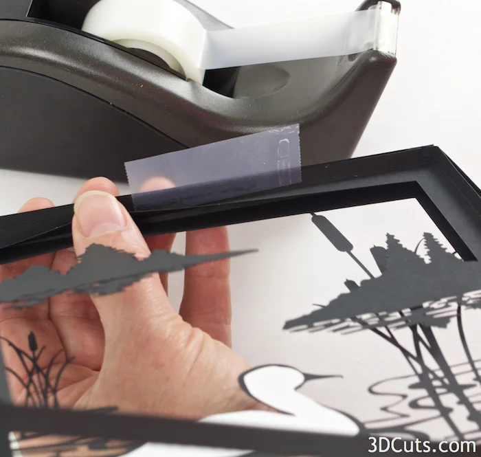 Loon Lake Shadow box Tutorial by Marji Roy of 3dcuts.co m. Cutting files in svg, pdf, and dxf formats for paper cutting using Silhouette and Cricut cutting machines