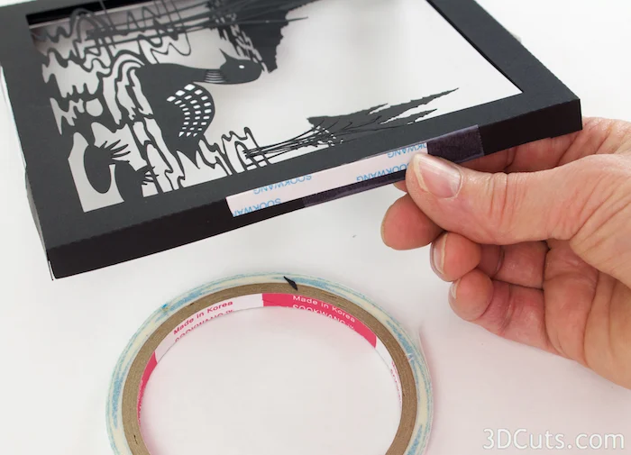 Loon Lake Shadow box Tutorial by Marji Roy of 3dcuts.co m. Cutting files in svg, pdf, and dxf formats for paper cutting using Silhouette and Cricut cutting machines