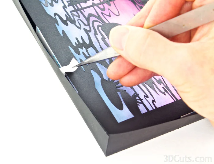 Loon Lake Shadow box Tutorial by Marji Roy of 3dcuts.co m. Cutting files in svg, pdf, and dxf formats for paper cutting using Silhouette and Cricut cutting machines