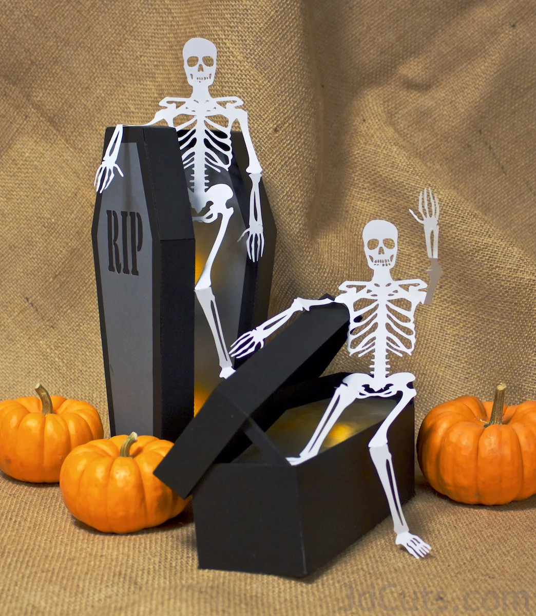 Haunted Casket SVG cutting file with LED tea light by 3dcuts.com